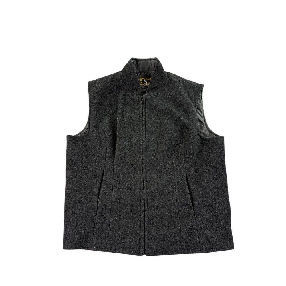 Wyoming Traders Vest Womens XL Black Virgin Wool Zip Up Ranch Wear Cowgirl